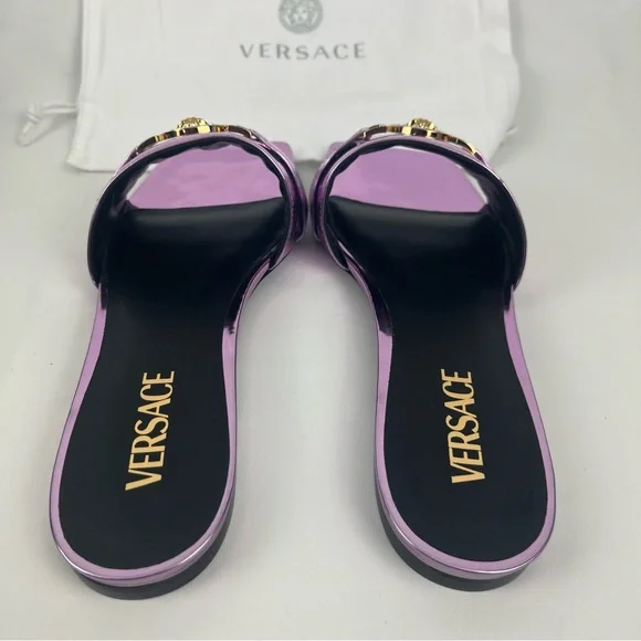 Versace Metallic Patent Leather Medusa Head With Rhinestone size 40 or 9.5 - Picture 2 of 16